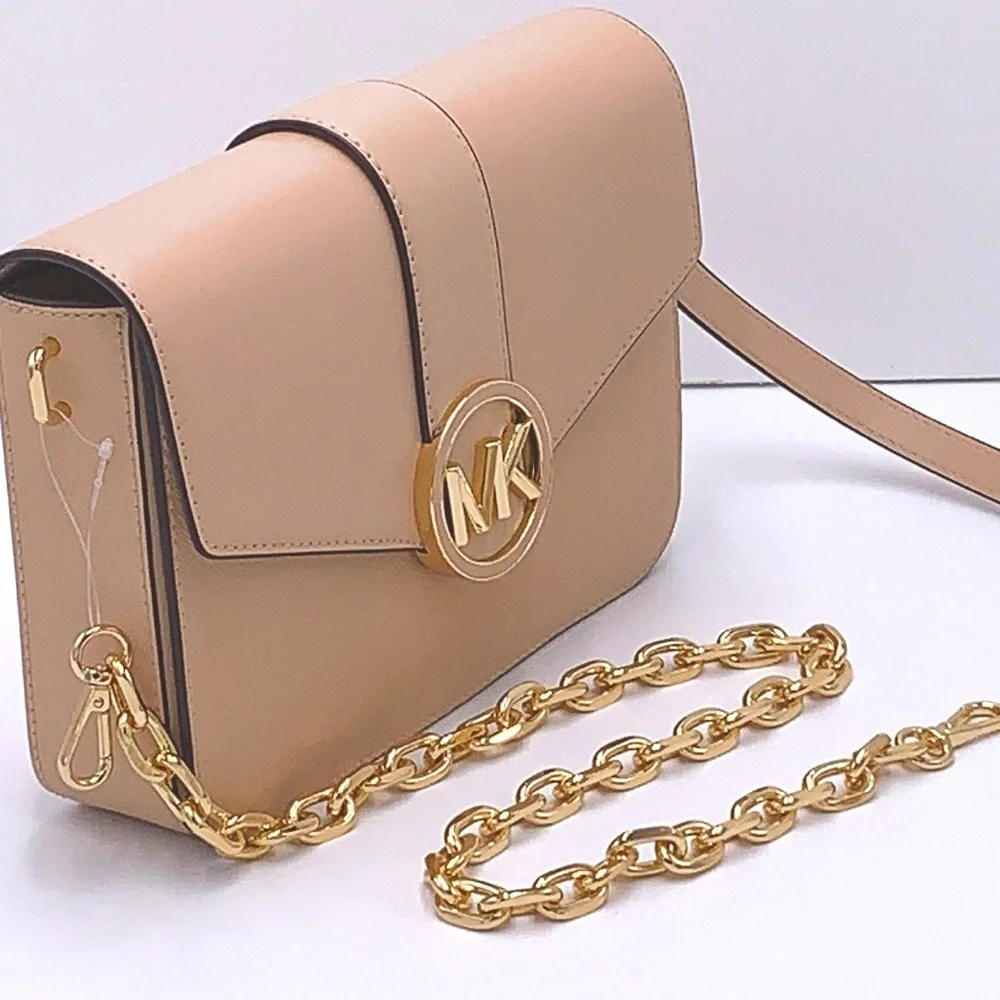 MICHAEL KORS CARMEN MEDIUM CONVERTIBLE SHOULDER BAG BUFF COLOR